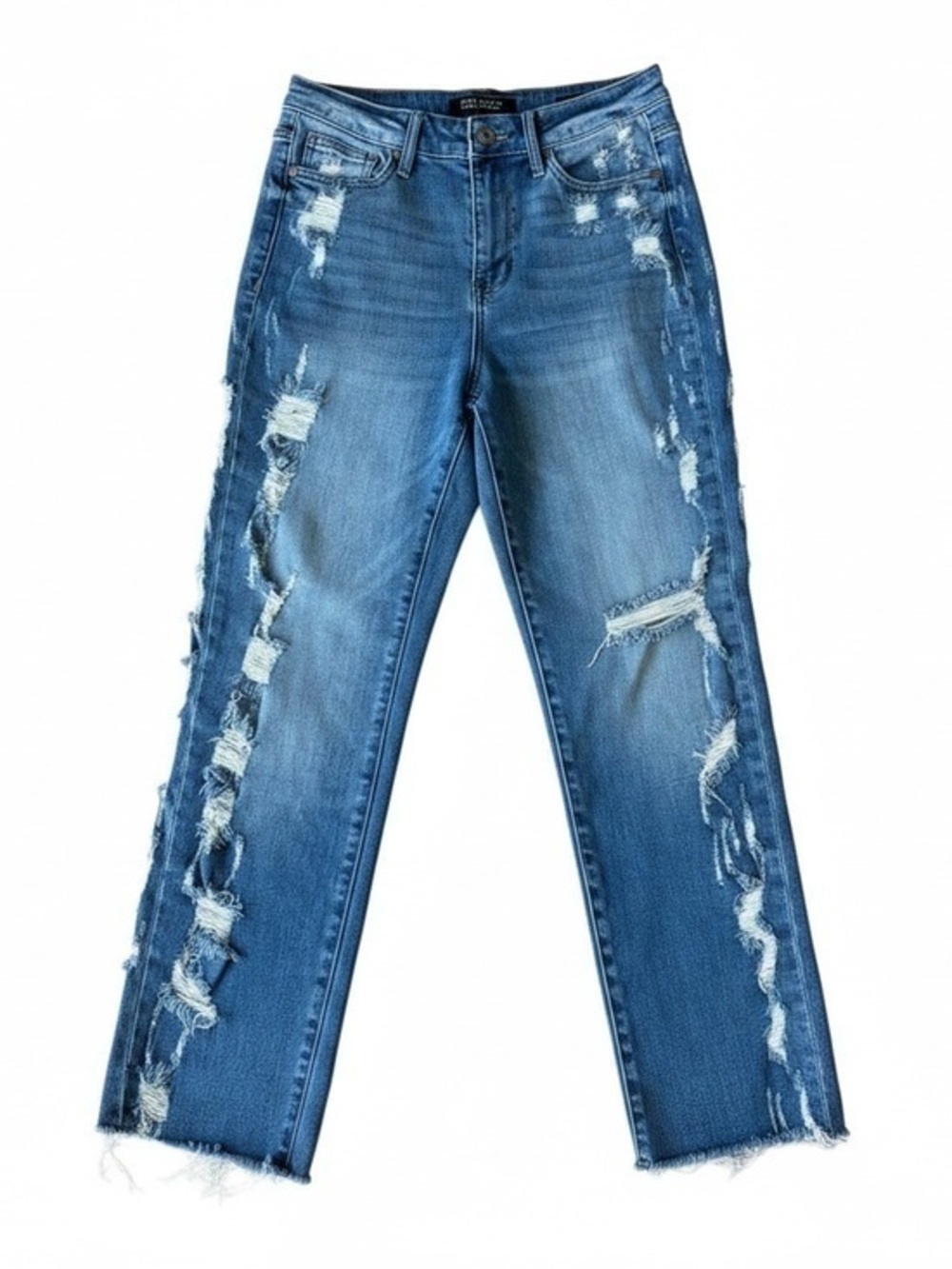 Just Blue High Rise Straight Distressed Jeans